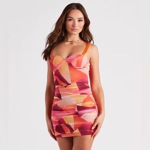 New Windsor chain print bodycon dress size small